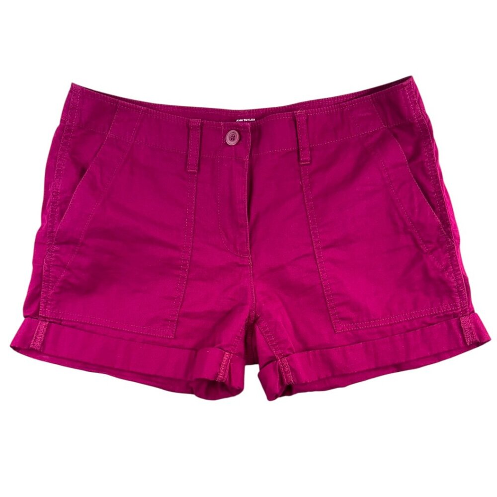Ann Taylor LOFT Magenta Boyfriend Cargo Shorts